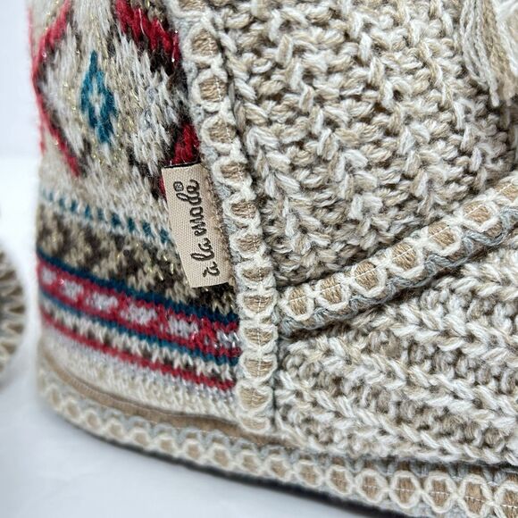 Muklucks A La Mode Slippers Shoes Beige Size Medium 7-8 Women's Knit Aztec - Picture 6 of 11